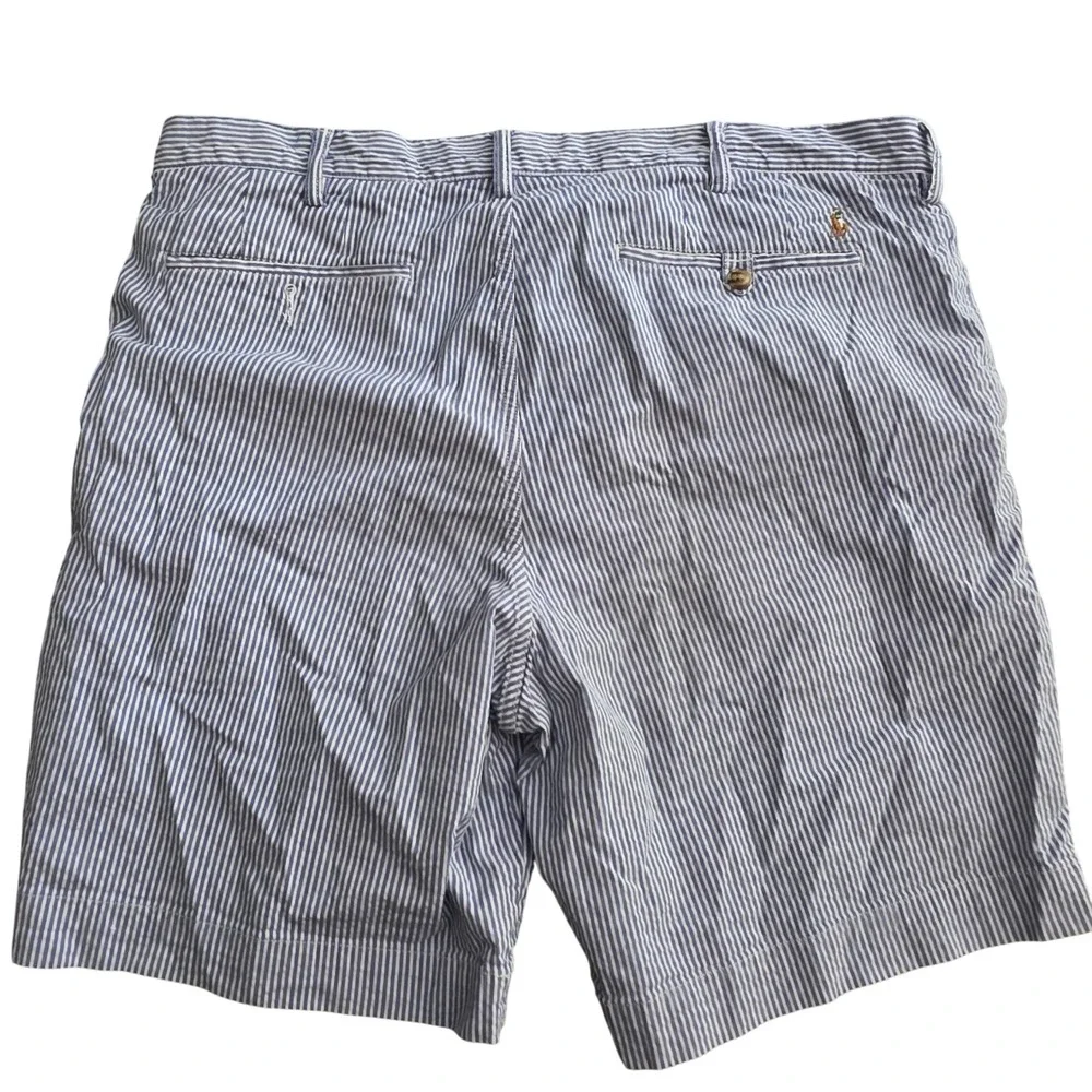 Polo Ralph Lauren Mens Blue White Seersucker Stripe Stretch Classic Fit Short 36